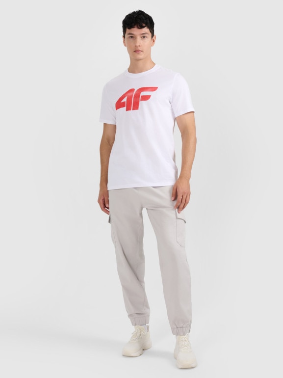 Męski t-shirt z nadrukiem 4F 4FRMM00TTSHM3251 - biały