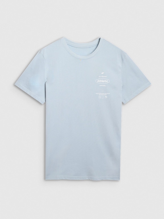 Męski t-shirt z nadrukiem 4F 4FRSS25TTSHM2688 - niebieski