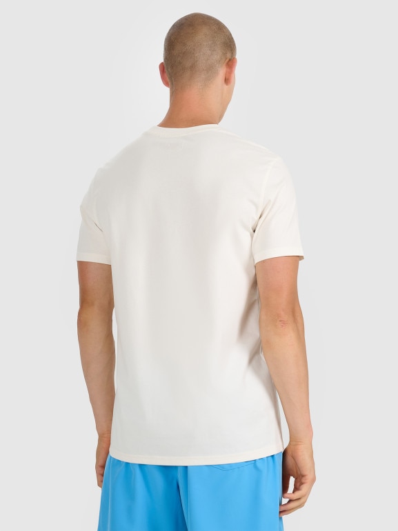 Męski t-shirt z nadrukiem 4F 4FRSS25TTSHM2846 - beżowy