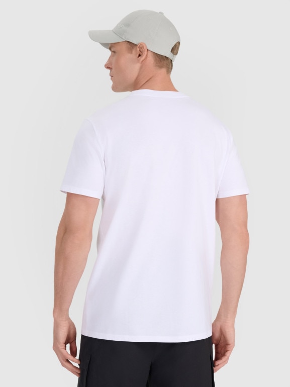 Męski t-shirt z nadrukiem 4F 4FRSS25TTSHM2847 - biały