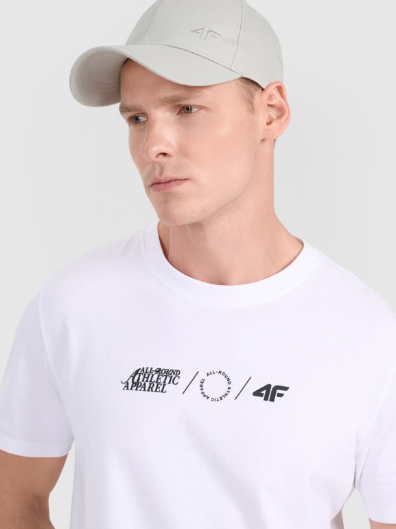 Męski t-shirt z nadrukiem 4F 4FRSS25TTSHM2847 - biały