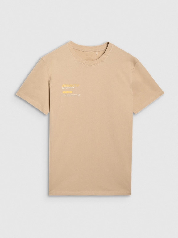 Męski t-shirt z nadrukiem 4F 4FRSS25TTSHM2848 - brązowy