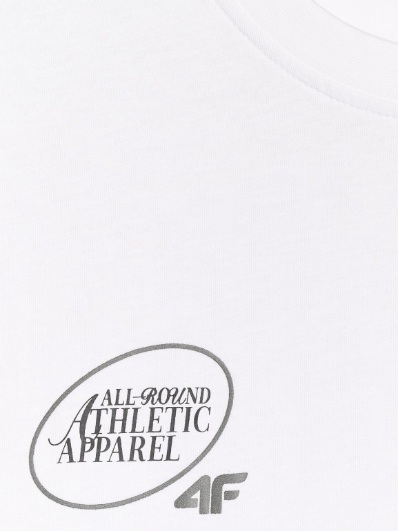 Męski t-shirt z nadrukiem 4F 4FRSS25TTSHM2850 - biały