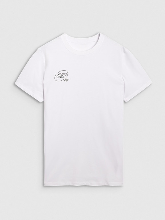 Męski t-shirt z nadrukiem 4F 4FRSS25TTSHM2850 - biały