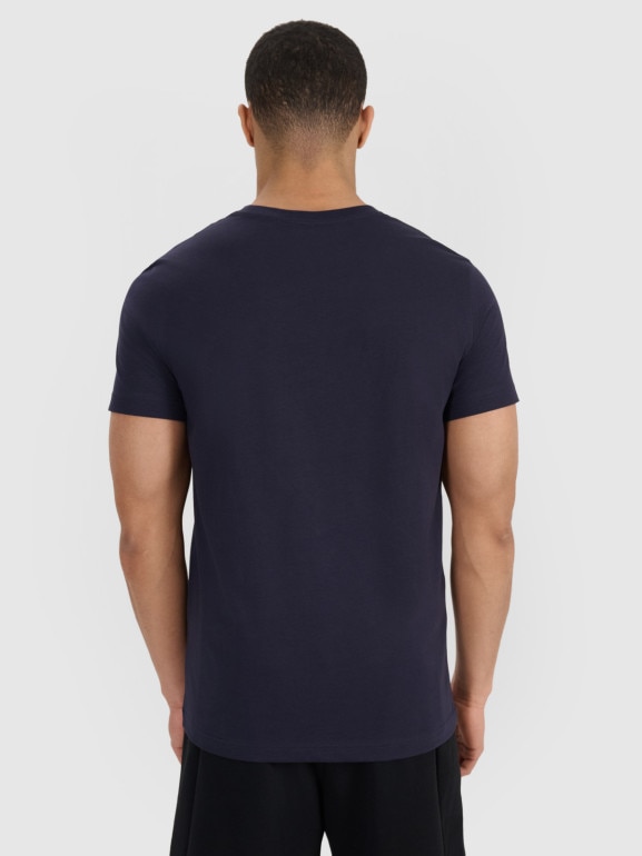 Męski t-shirt z nadrukiem 4F 4FRSS25TTSHM2980 - granatowy