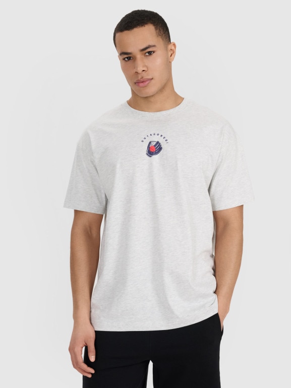 Męski t-shirt z nadrukiem 4F 4FRSS25TTSHM2981 - szary