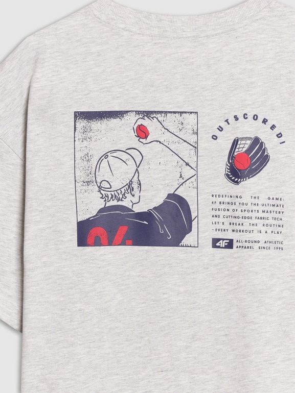 Męski t-shirt z nadrukiem 4F 4FRSS25TTSHM2981 - szary