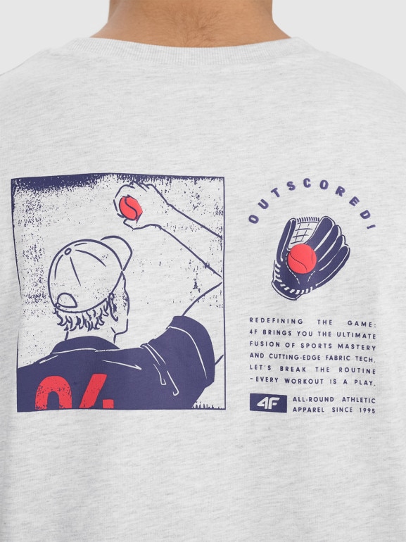 Męski t-shirt z nadrukiem 4F 4FRSS25TTSHM2981 - szary
