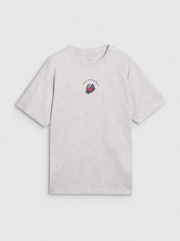 Męski t-shirt z nadrukiem 4F 4FRSS25TTSHM2981 - szary