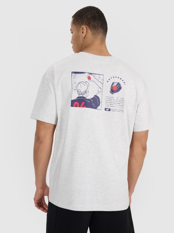 Męski t-shirt z nadrukiem 4F 4FRSS25TTSHM2981 - szary