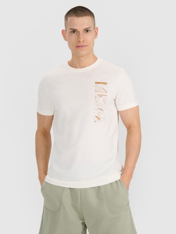 Męski t-shirt z nadrukiem 4F 4FRSS25TTSHM2982 - biały