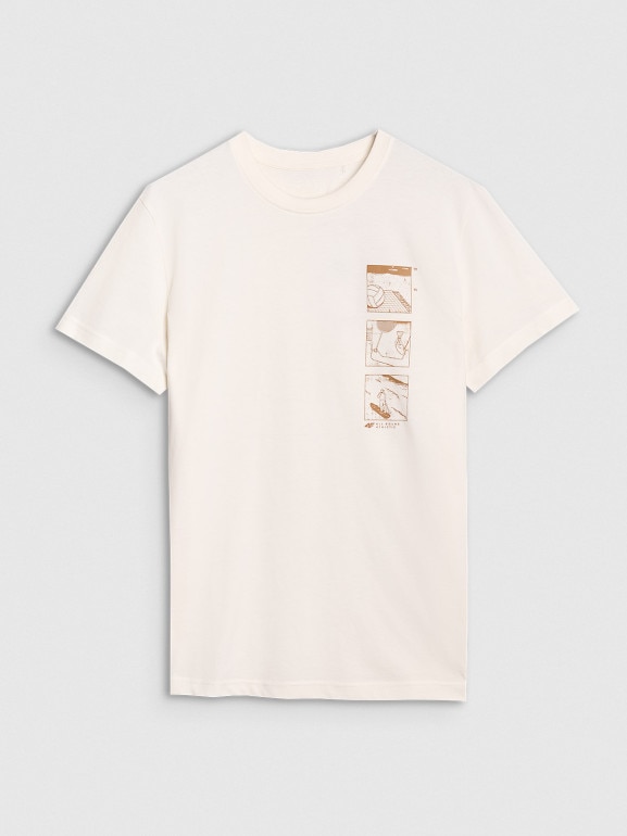 Męski t-shirt z nadrukiem 4F 4FRSS25TTSHM2982 - biały