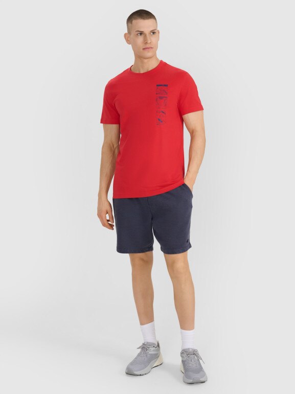 Męski t-shirt z nadrukiem 4F 4FRSS25TTSHM2982 - czerwony