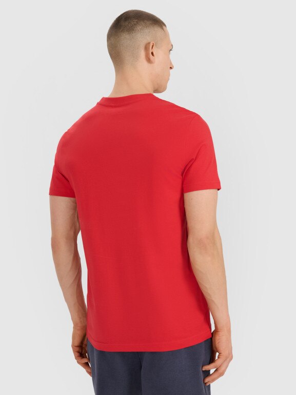 Męski t-shirt z nadrukiem 4F 4FRSS25TTSHM2982 - czerwony