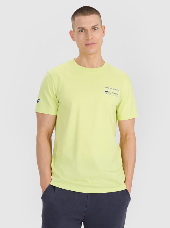 Męski t-shirt z nadrukiem 4F 4FRSS25TTSHM2994 - zielony