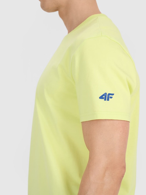 Męski t-shirt z nadrukiem 4F 4FRSS25TTSHM2996 - żółty