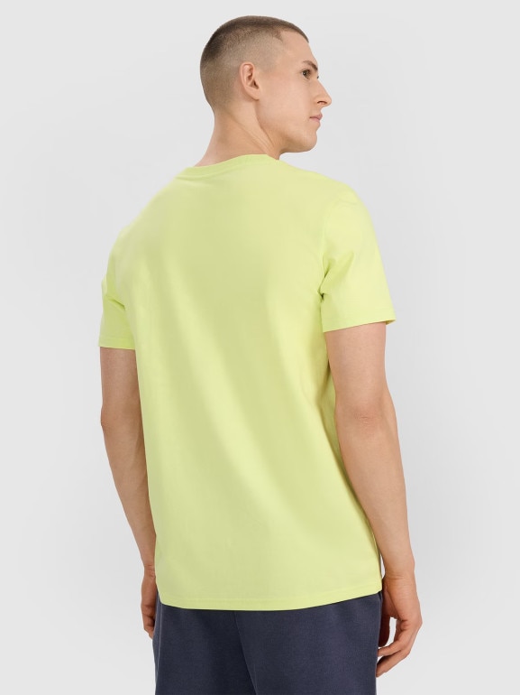 Męski t-shirt z nadrukiem 4F 4FRSS25TTSHM2996 - żółty