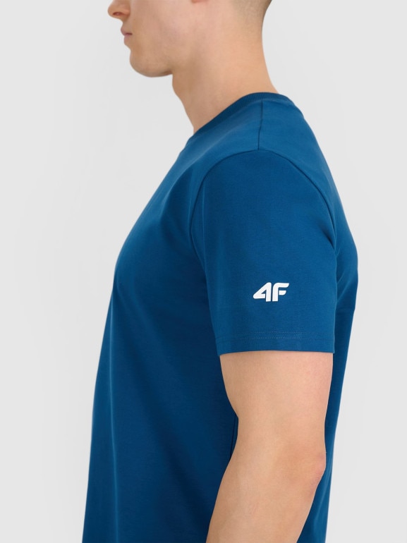 Męski t-shirt z nadrukiem 4F 4FRSS25TTSHM2997 - turkusowy