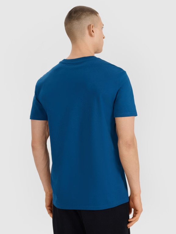 Męski t-shirt z nadrukiem 4F 4FRSS25TTSHM2997 - turkusowy