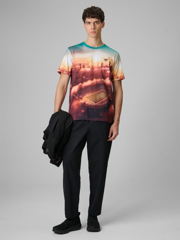 Męski t-shirt z nadrukiem 4F 4FRSS26TTSHM3639 - multikolor