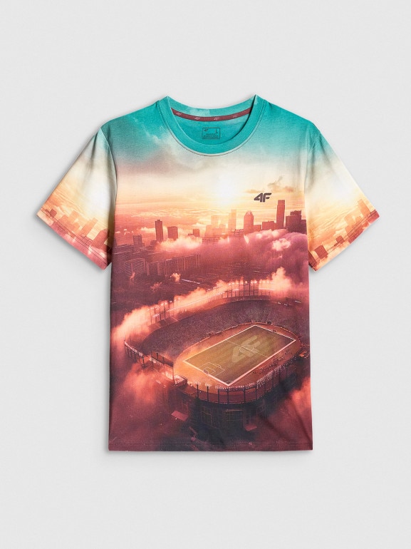 Męski t-shirt z nadrukiem 4F 4FRSS26TTSHM3639 - multikolor