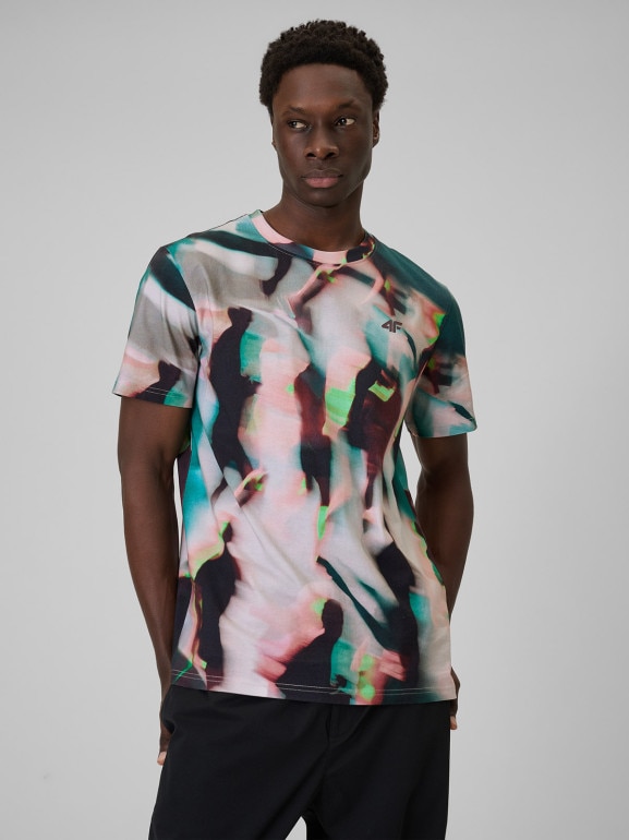 Męski t-shirt z nadrukiem 4F 4FRSS26TTSHM3640 - multikolor