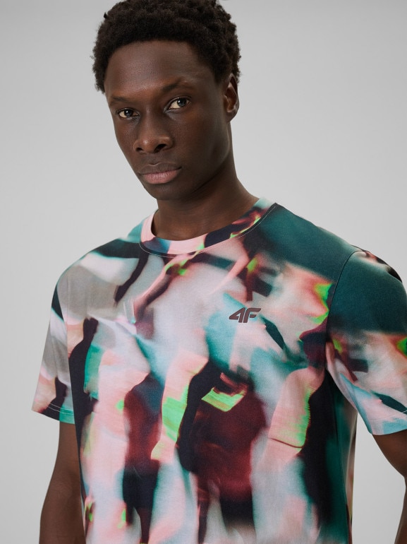 Męski t-shirt z nadrukiem 4F 4FRSS26TTSHM3640 - multikolor