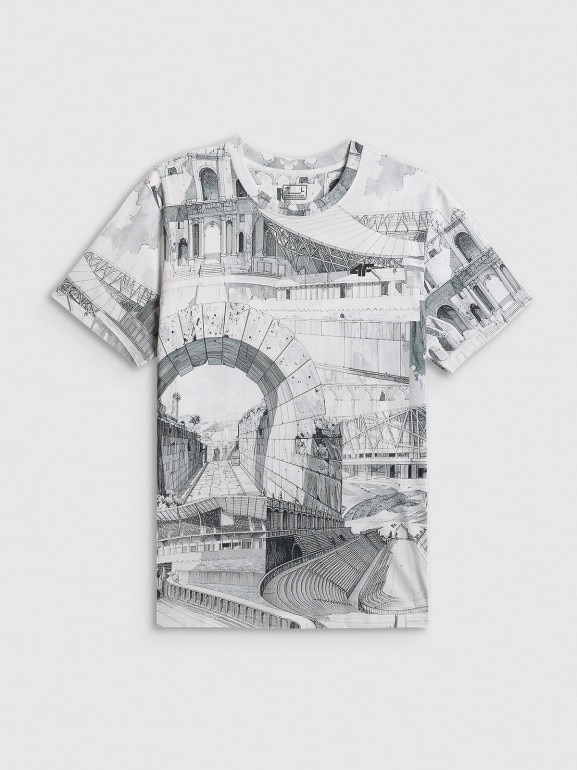 Męski t-shirt z nadrukiem 4F 4FRSS26TTSHM3641 - multikolor