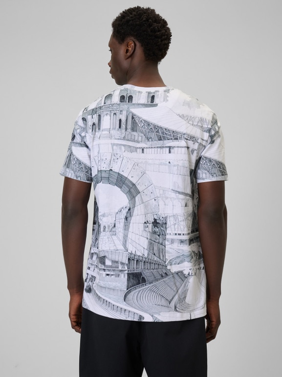 Męski t-shirt z nadrukiem 4F 4FRSS26TTSHM3641 - multikolor