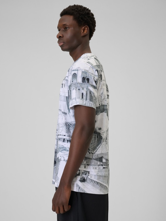 Męski t-shirt z nadrukiem 4F 4FRSS26TTSHM3641 - multikolor