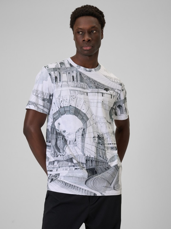 Męski t-shirt z nadrukiem 4F 4FRSS26TTSHM3641 - multikolor