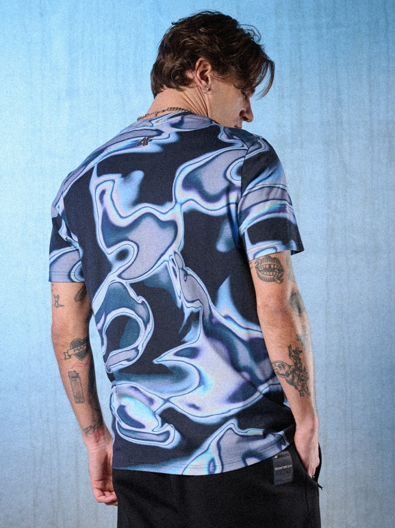 Męski t-shirt z nadrukiem 4F 4FRSS26TTSHM3656 - multikolor