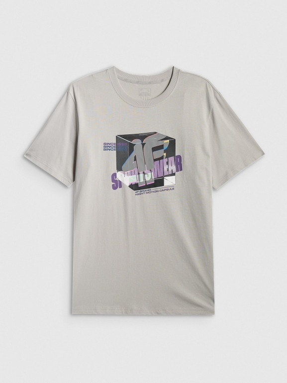 Męski t-shirt z nadrukiem 4F 4FRSS26TTSHM3657 - szary