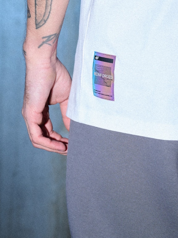 Męski t-shirt z nadrukiem 4F 4FRSS26TTSHM3658 - biały