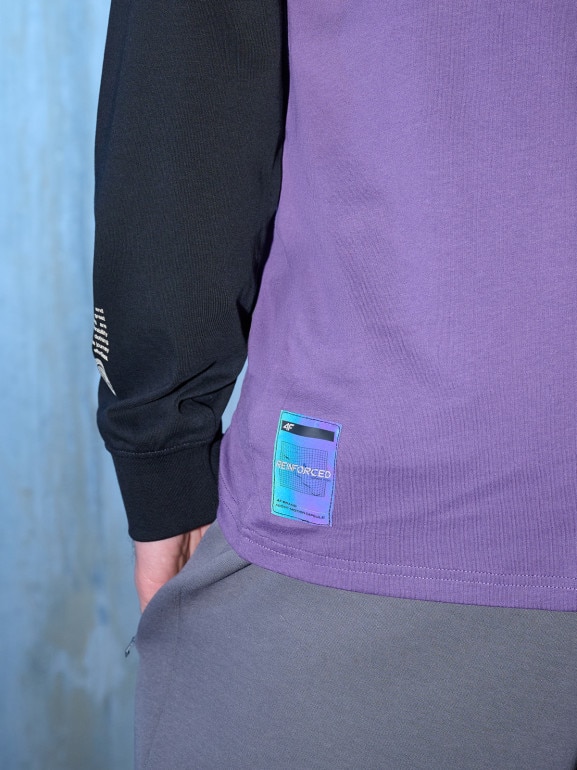 Męski t-shirt z nadrukiem 4F 4FRSS26TTSHM3659 - fioletowy
