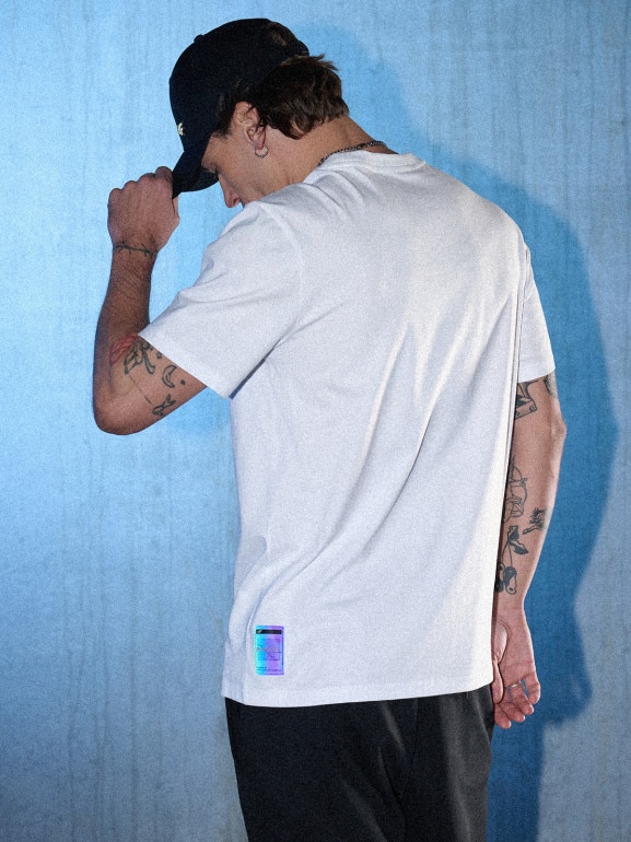 Męski t-shirt z nadrukiem 4F 4FRSS26TTSHM3661 - biały