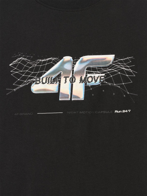 Męski t-shirt z nadrukiem 4F 4FRSS26TTSHM3662 - czarny