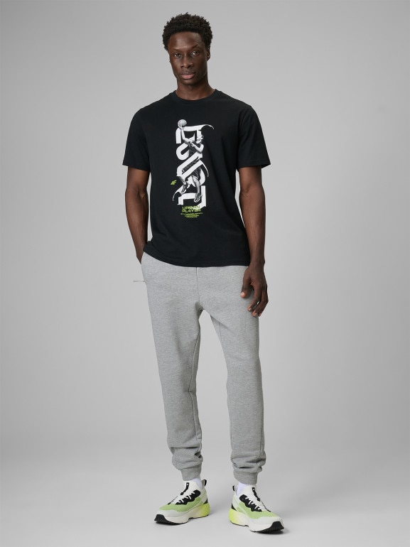 Męski t-shirt z nadrukiem 4F 4FRSS26TTSHM3768 - czarny