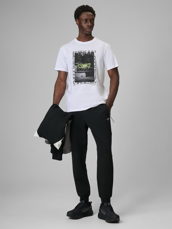 Męski t-shirt z nadrukiem 4F 4FRSS26TTSHM3769 - biały
