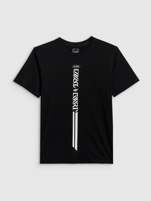 Męski t-shirt z nadrukiem 4F 4FRSS26TTSHM3771 - czarny