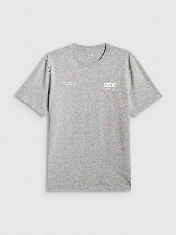 Męski t-shirt z nadrukiem 4F 4FRSS26TTSHM3772 - szary