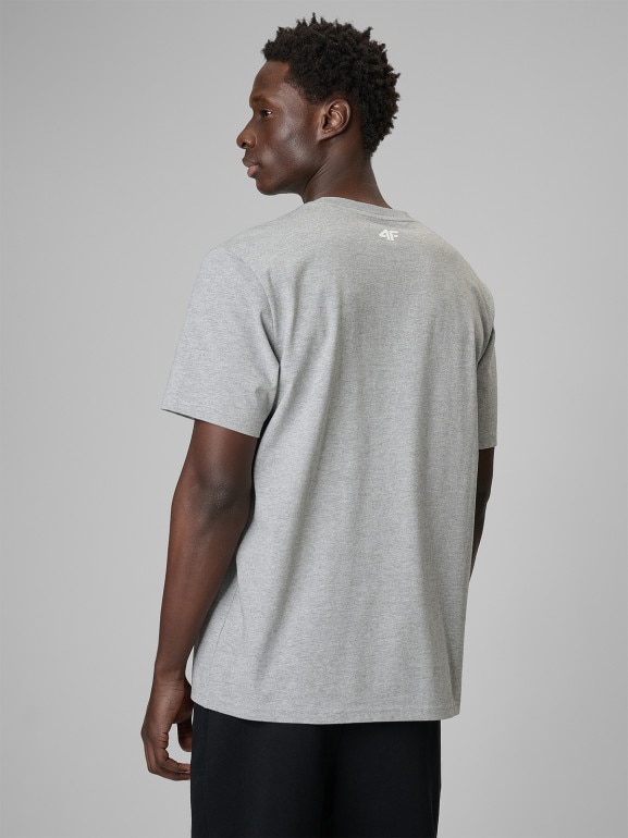 Męski t-shirt z nadrukiem 4F 4FRSS26TTSHM3772 - szary