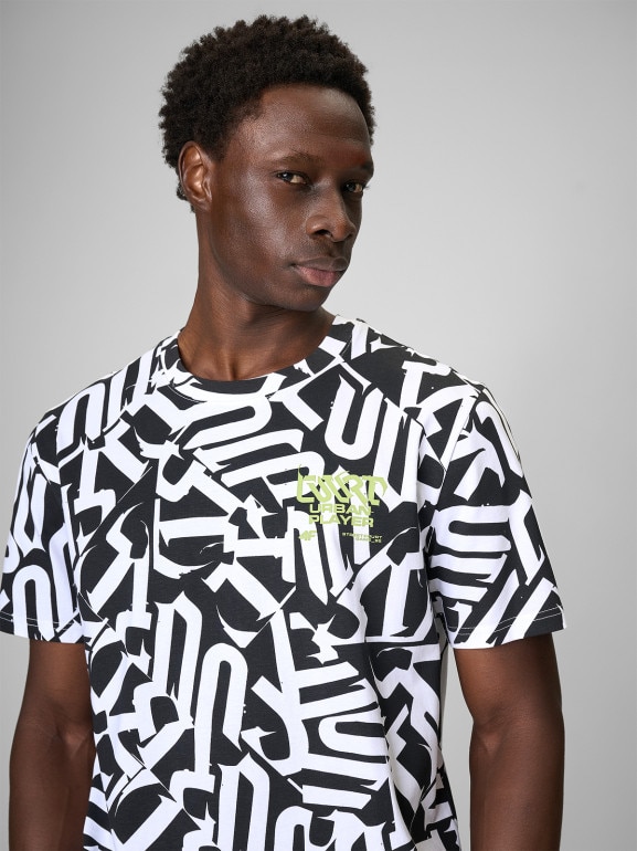 Męski t-shirt z nadrukiem 4F 4FRSS26TTSHM3773 - biały