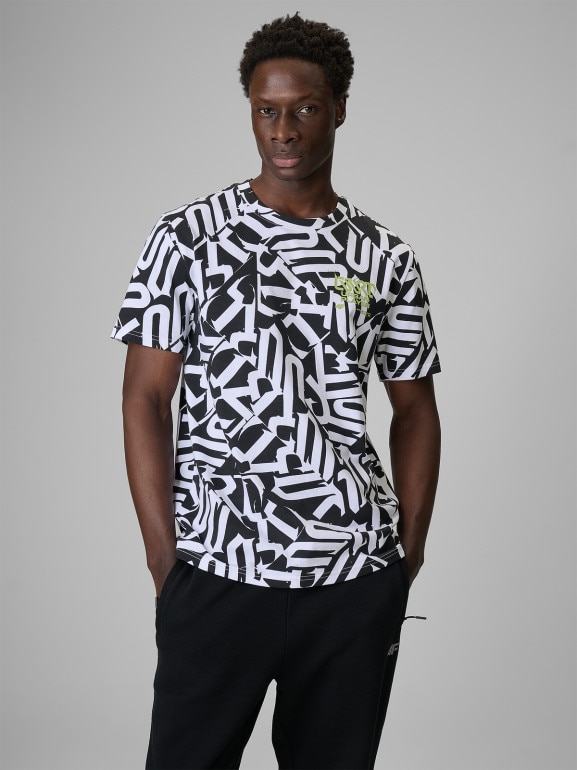 Męski t-shirt z nadrukiem 4F 4FRSS26TTSHM3773 - biały