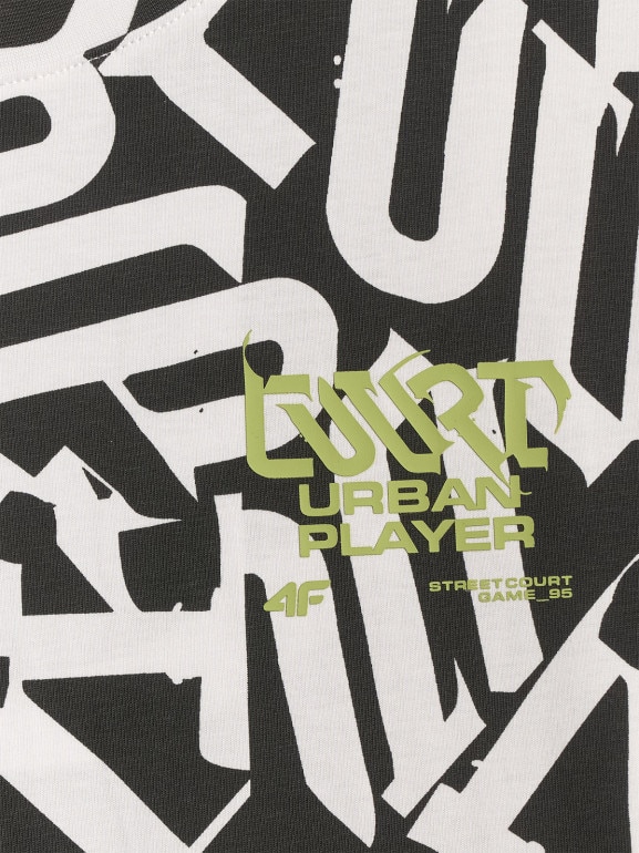 Męski t-shirt z nadrukiem 4F 4FRSS26TTSHM3773 - biały