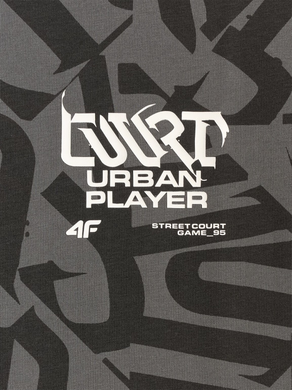 Męski t-shirt z nadrukiem 4F 4FRSS26TTSHM3773 - czarny