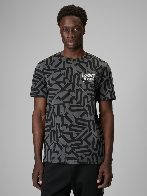 Męski t-shirt z nadrukiem 4F 4FRSS26TTSHM3773 - czarny