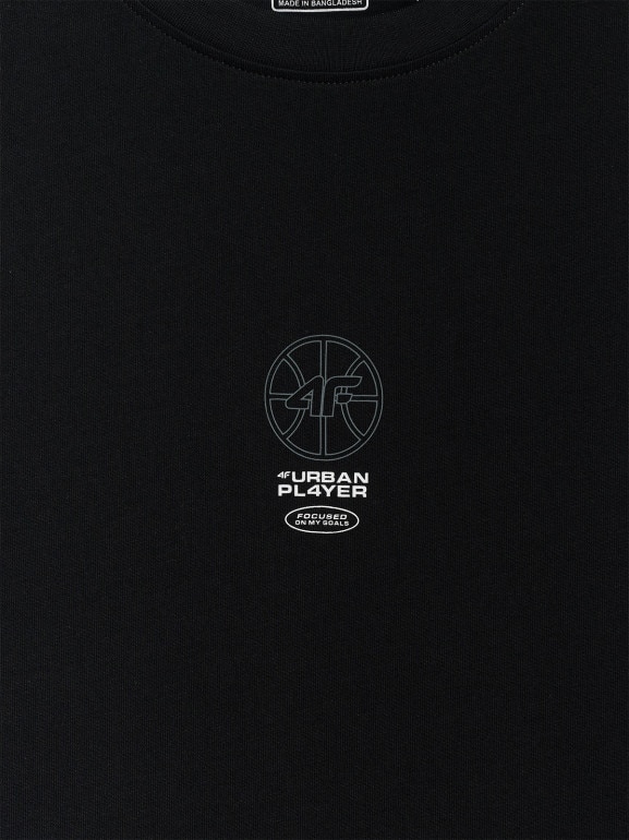 Męski t-shirt z nadrukiem 4F 4FRSS26TTSHM3774 - czarny