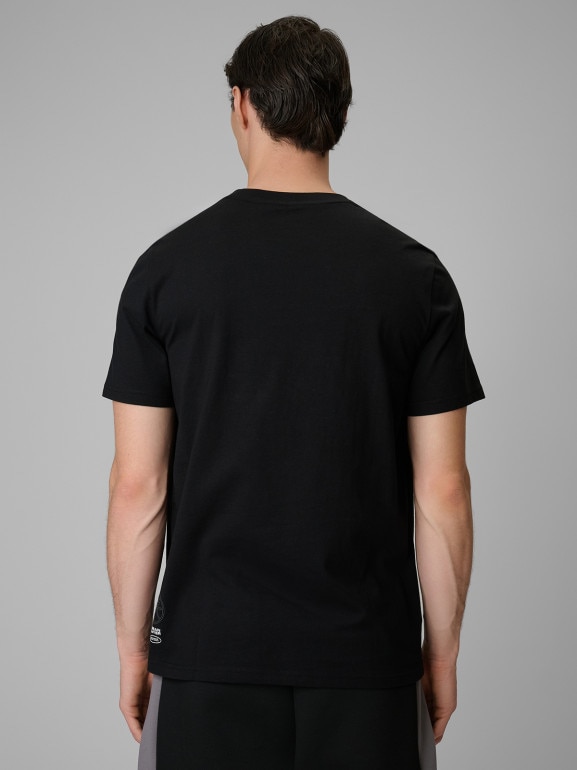 Męski t-shirt z nadrukiem 4F 4FRSS26TTSHM3775 - czarny