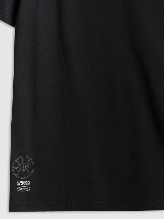 Męski t-shirt z nadrukiem 4F 4FRSS26TTSHM3775 - czarny